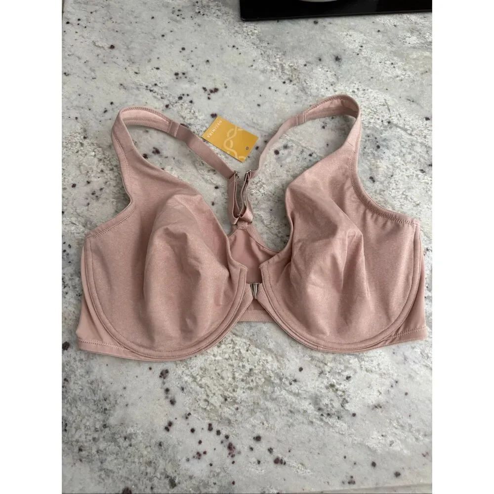 Delmiri Front Close Racerback Nude Bra sz 42DD NWT